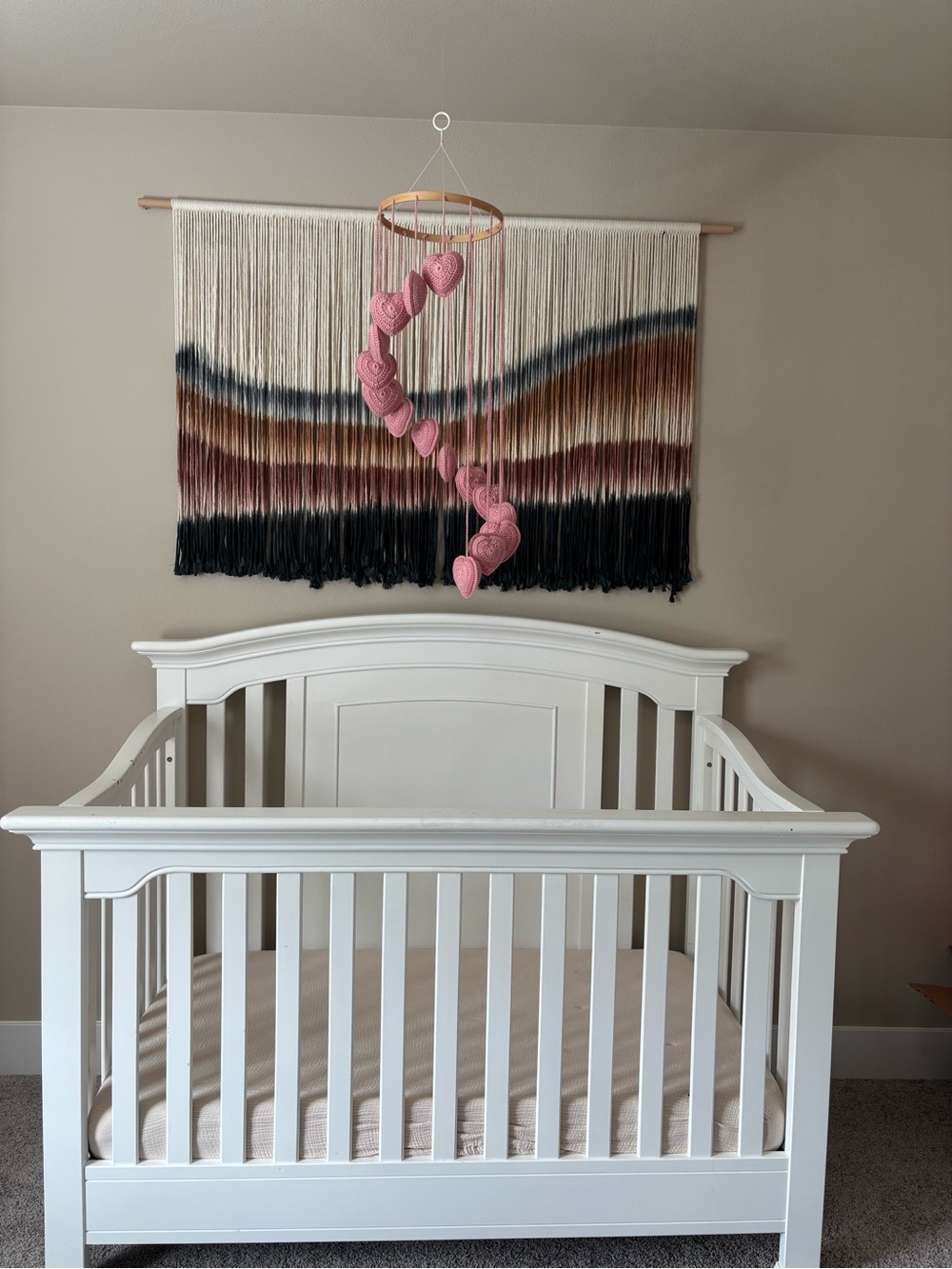 Handmade Pink Heart Mobile Nursery